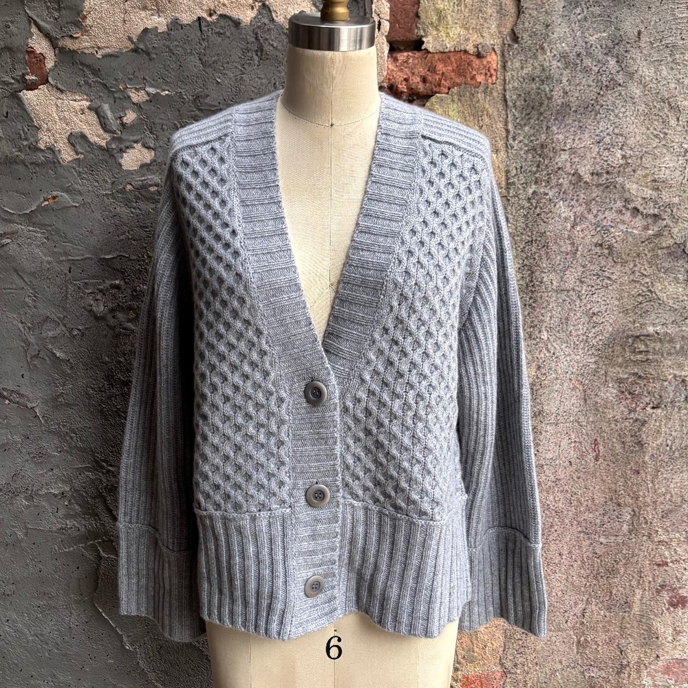 KINROSS CASHMERE LUXE MIXED STITCH CARDIGAN